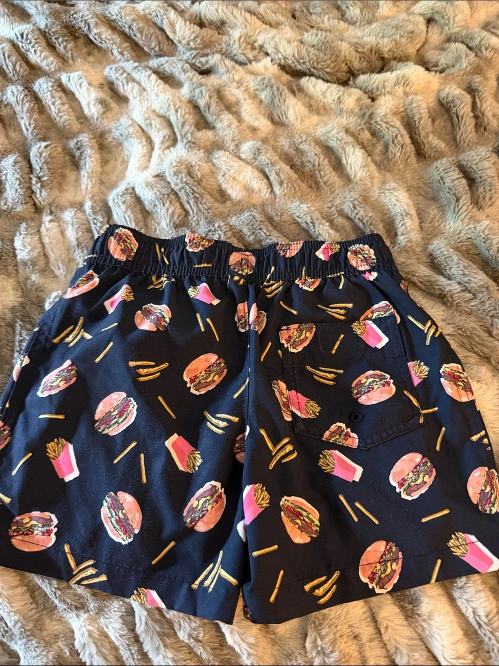 abercrombie kids Navy Novelty Burger & Fries Swim Shorts